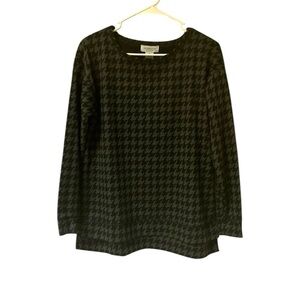 Vintage Liz Claiborne Women’s Houndstooth Crew Neck Long Sleeve Sweater, Sz M